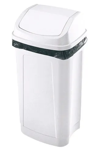 Poubelle Swing 50 litres rectangle à couvercle basculant, blanc