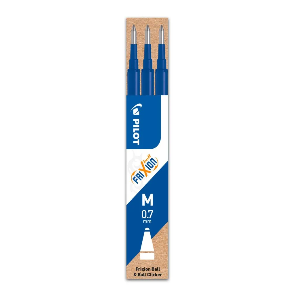 Recharge pour stylo effaçable Pilot FriXion Ball pointe moyenne 0,7 mm - Pochette de 3 bleues