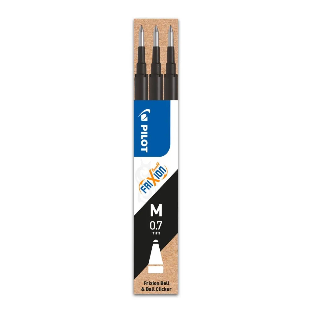 Recharge pour stylo effaçable Pilot FriXion Ball pointe moyenne 0,7 mm - Pochette de 3 noires