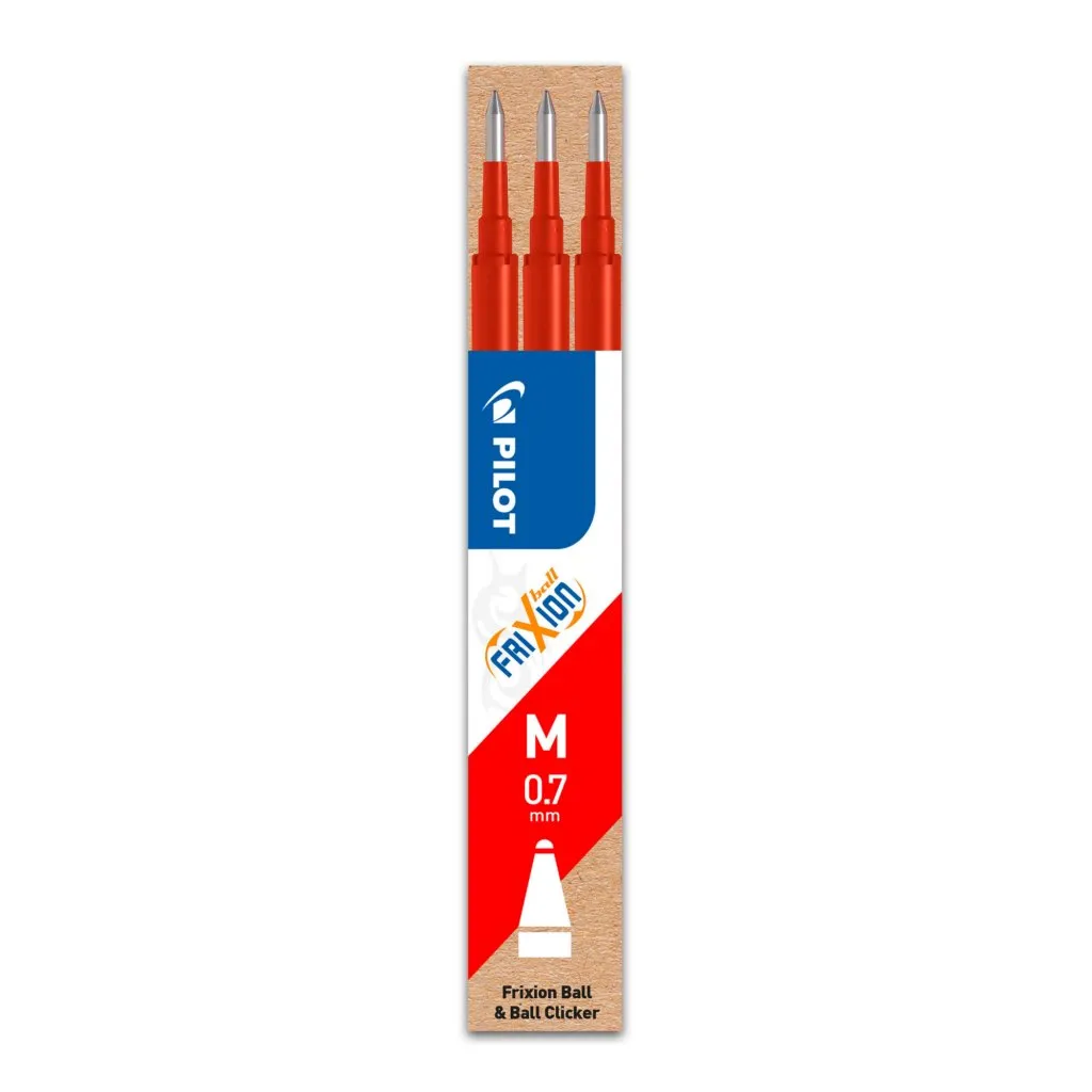 Recharge pour stylo effaçable Pilot FriXion Ball pointe moyenne 0,7 mm - Pochette de 3 rouges