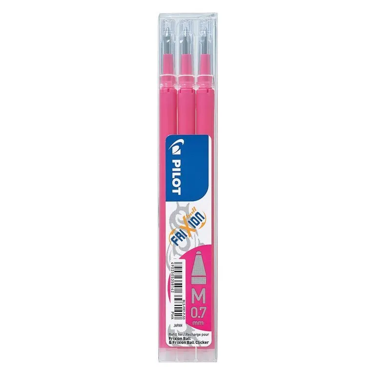 Recharge pour stylo effaçable Pilot FriXion Ball pointe moyenne 0,7 mm - Pochette de 3 roses