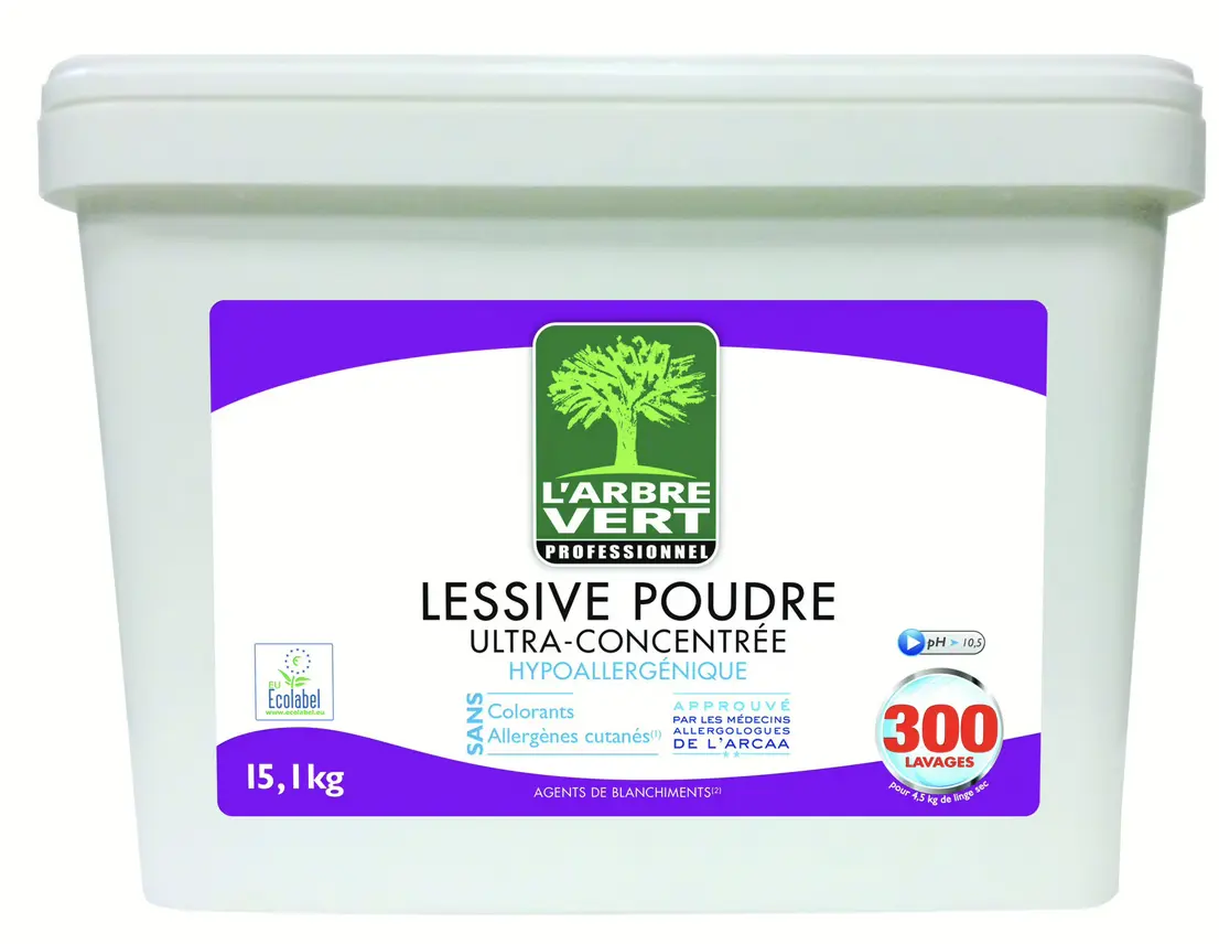 Lessive poudre Ultra-concentrée Hypoallergénique L Arbre Vert professionnel - 300 lavages