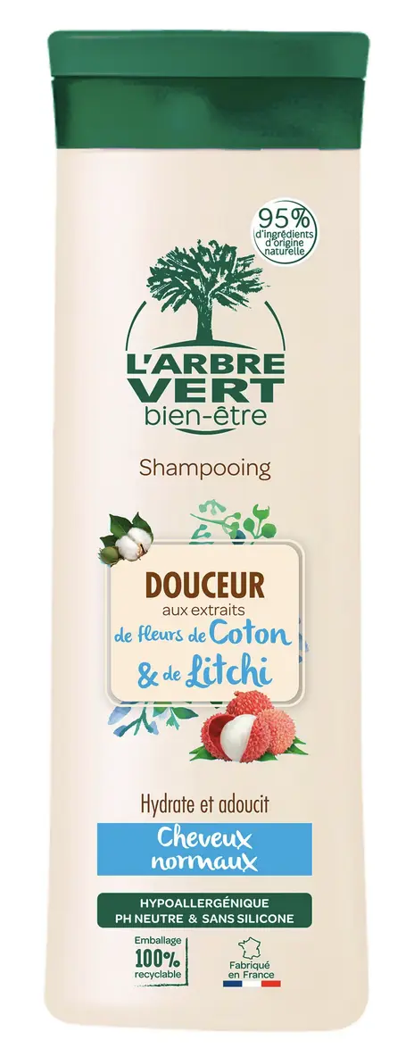 Shampooing l Arbre Vert douceur Litchi et Fleur de coton 