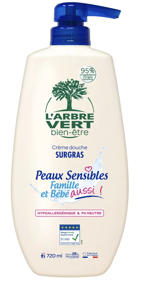 Crème douche nourrissante l Arbre Vert peaux sensibles