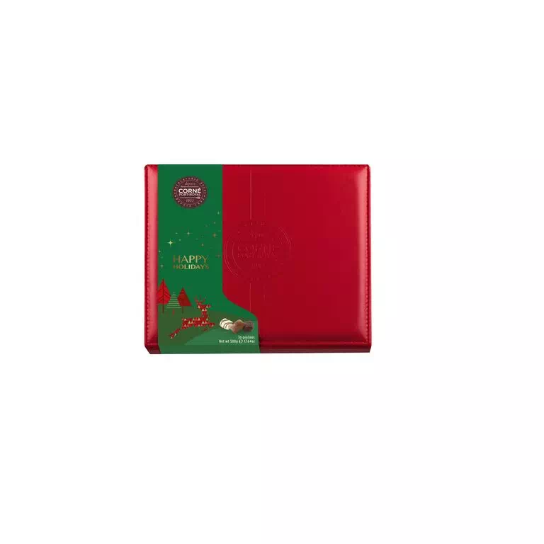 Boîte cuir rouge Noël 500gr