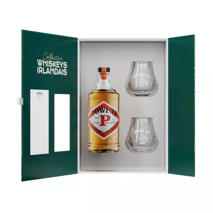 Coffret Whisky irlandais POWER’S Gold Label 43,20° 1 bouteille 70 cl + 2 verres à whisky