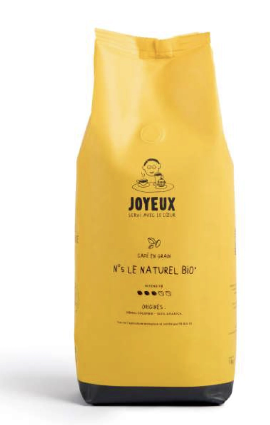 SACHET DE 1 KILO DE CAFE EN GRAINS Le Naturel Bio*