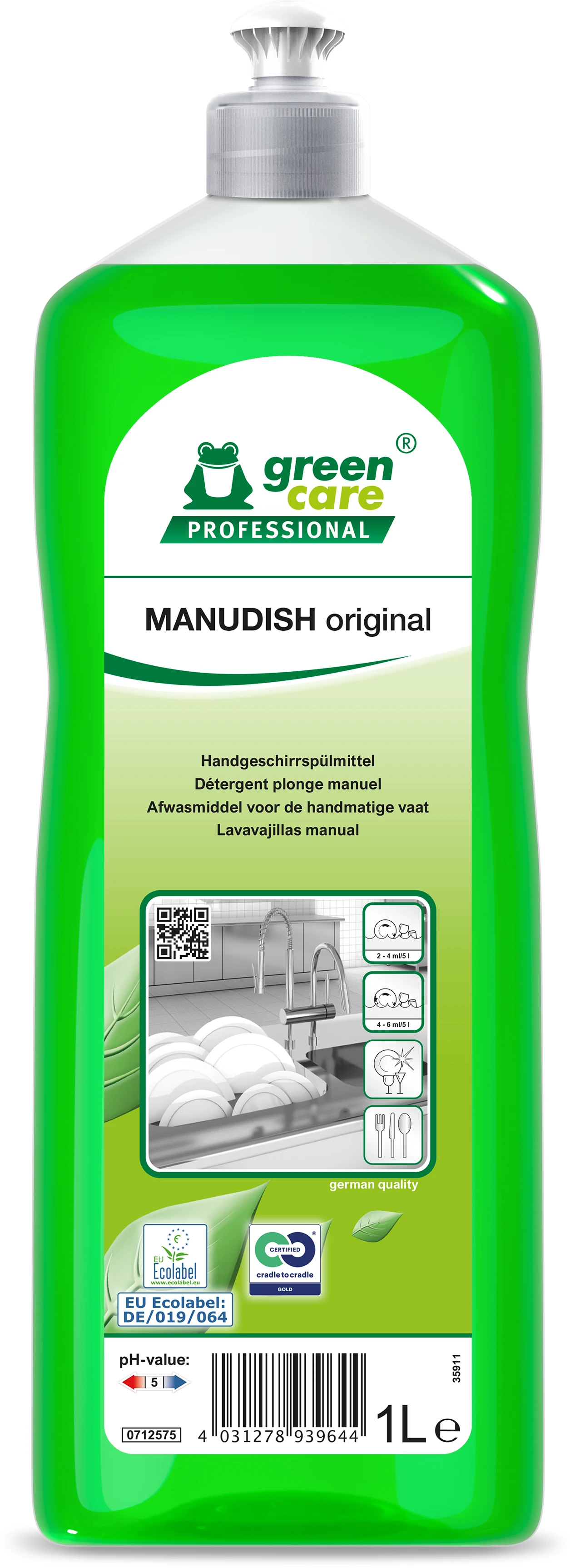 PLONGE MANUELLE 1L ECOLABEL MANUDISH ORIGINAL 