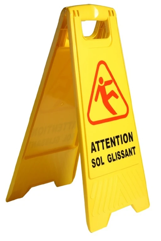 PANNEAU SIGNALISATION 62CM SOLS GLISSANTS - JAUNE