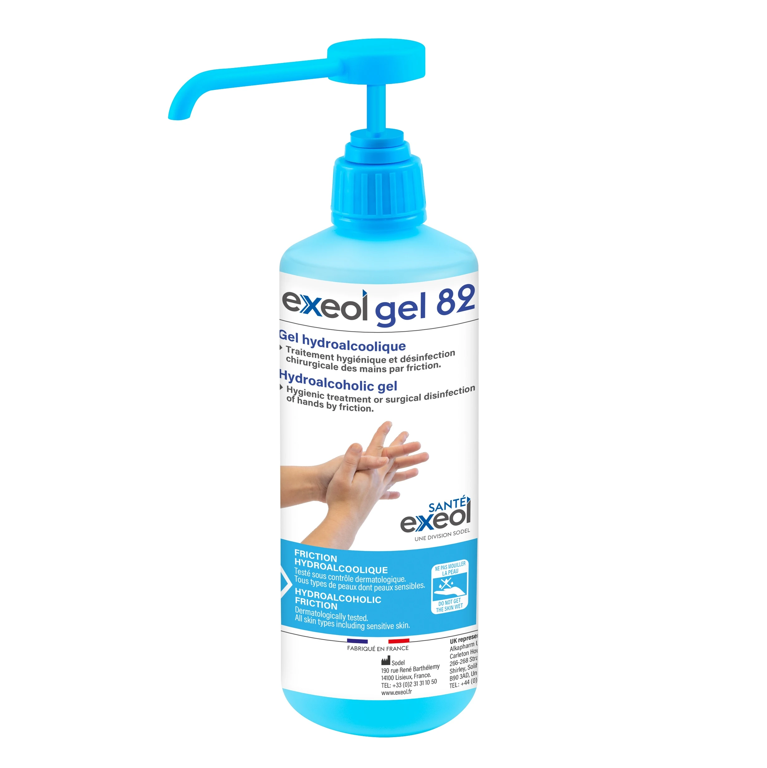 GEL HYDROALCOOLIQUE POMPE 500ML EXEOL GEL 82