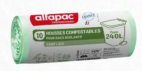 HOUSSE CONTENEUR ALFAPAC 240L VERTE 1150X1350MM 