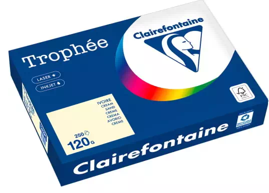 Papier A4 couleur 120 g Clairefontaine Trophée couleurs pastel - Ramette de 250 feuilles