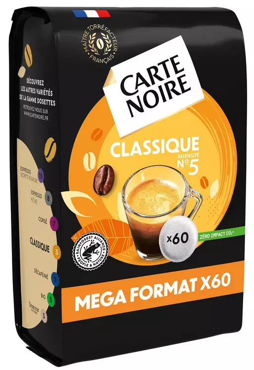 DOSETTES DE CAFÉ CARTE NOIRE CLASSIQUE N° 5 - PAQUET DE 60