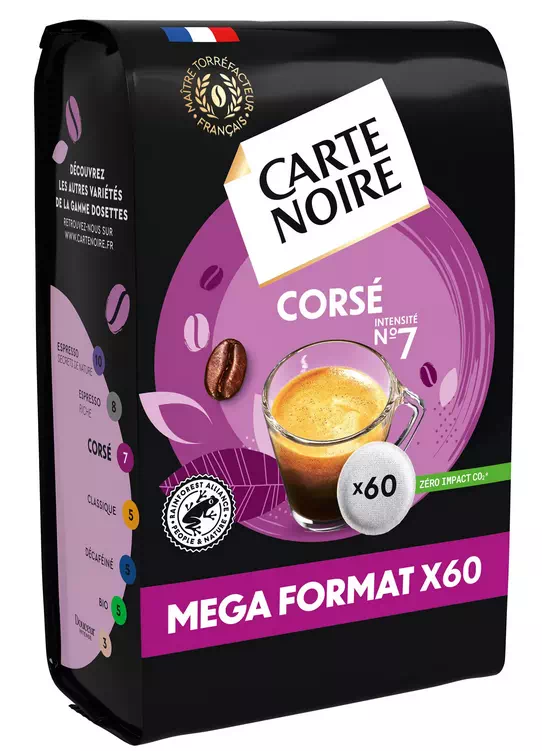 DOSETTES DE CAFÉ CARTE NOIRE CORSÉ N° 7 - PAQUET DE 60