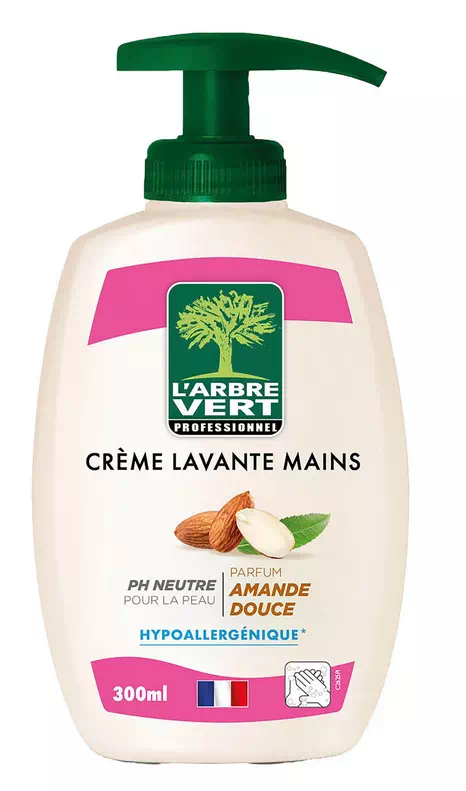 Crème lavante mains L’Arbre Vert professionnel Amande douce - Flacon de 300 ml