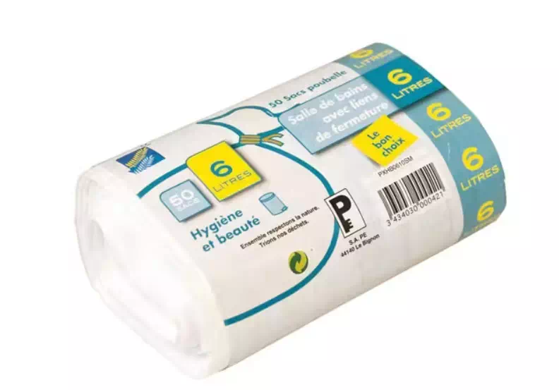 Sac poubelle blanc hygiène et beauté 6L - Lot de 50