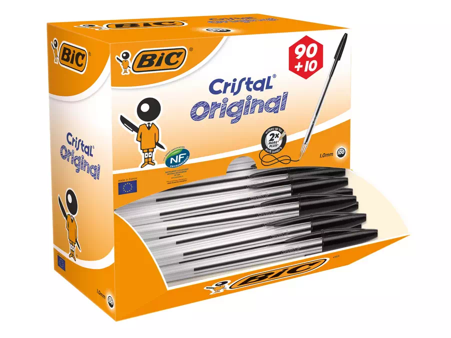 Pack 90 stylos bille Cristal Bic + 10 offerts