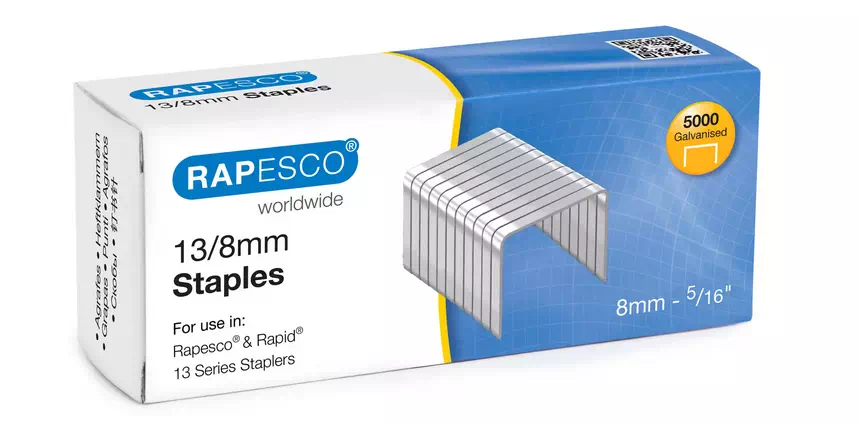 Agrafes Rapesco galvanisées pour pistolet agrafeur 13/8 - Boîte 5000