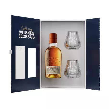 Coffret Whisky écossais Single Malt ABERLOUR A’Bunadh Alba 58,9° Blle + 2 verres