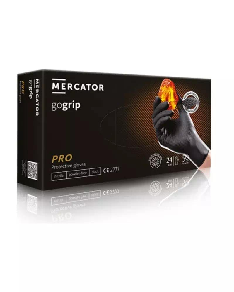 Boîte 100 gants nitrile noir picots non poudrés