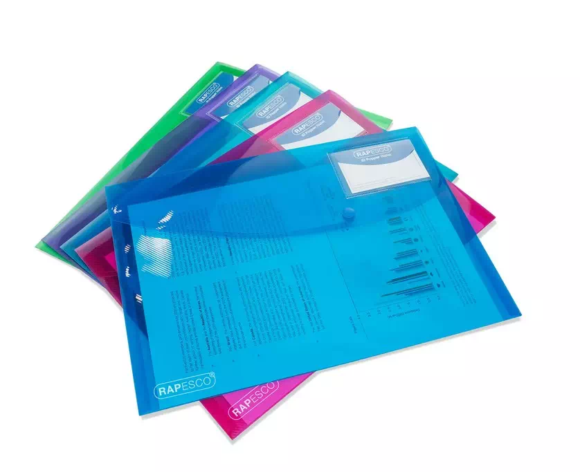 Pochettes de rangement Rapesco A4 transparentes assorties - Lot de 5