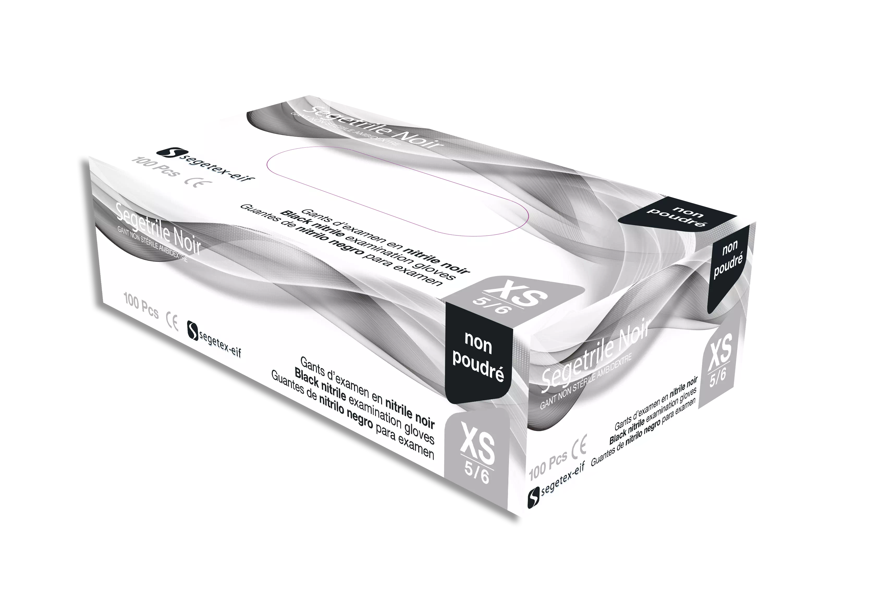 BTE 100 GANTS EXATRILE NOIR NON POUDRE EXTRA PETIT