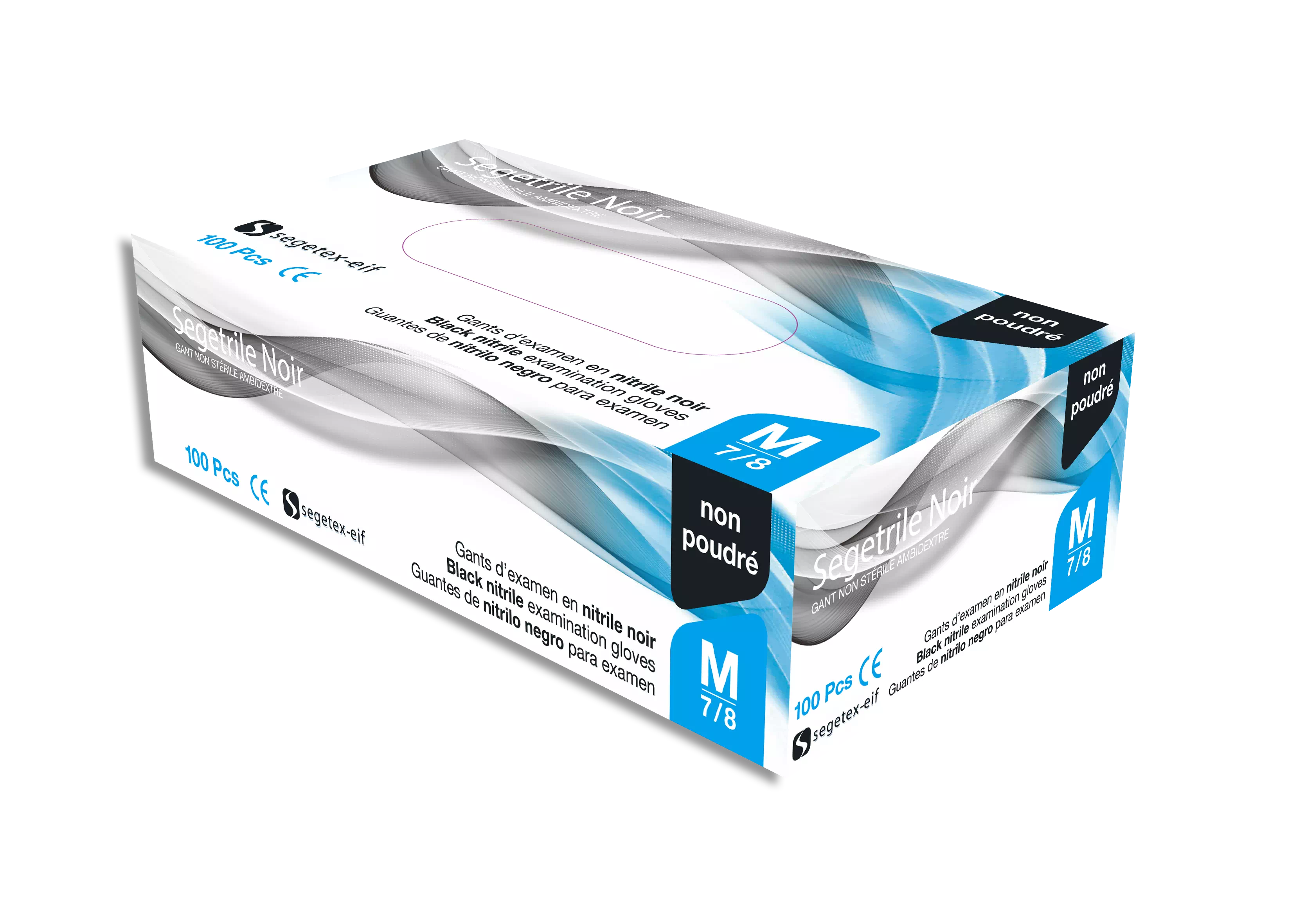 BTE 100 GANTS EXATRILE NOIR NON POUDRE PETIT