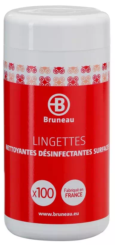 Lingettes nettoyantes désinfectantes surfaces Bruneau - Boîte de 100