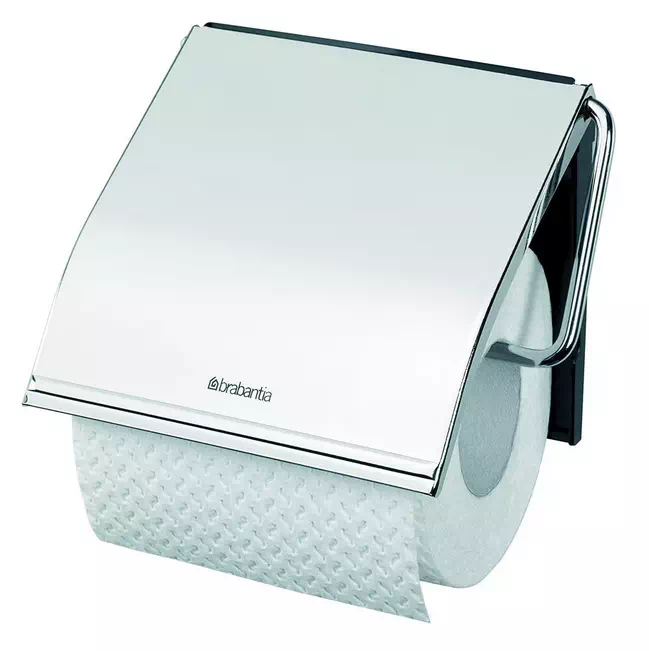 Distributeur papier toilette rouleau métal Brabantia avec couvercle