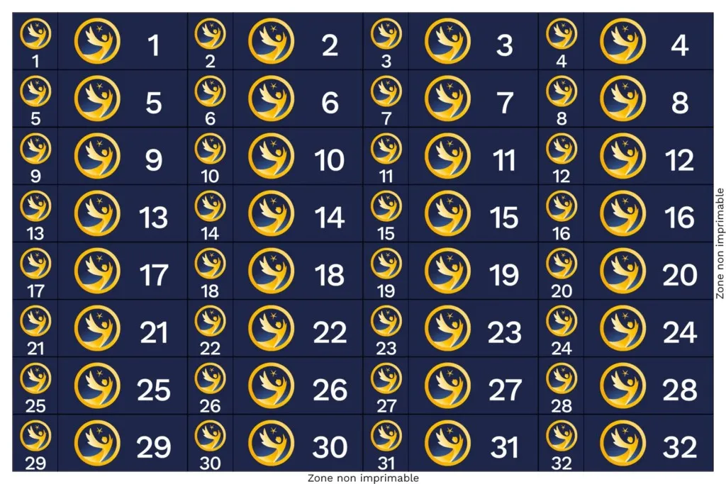 Planche 32 stickers hommage - <b>Par 50 </b>