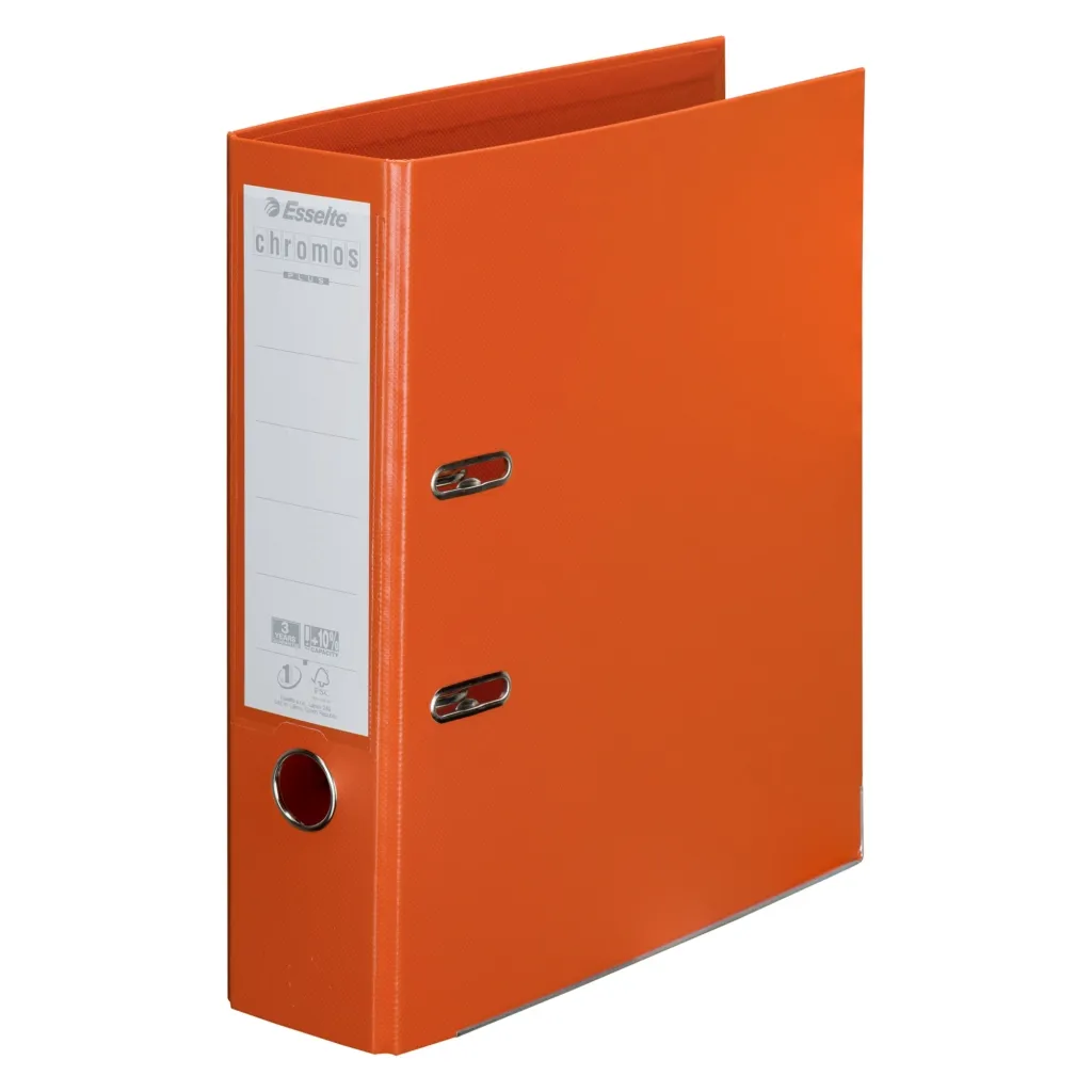 Classeur à levier cartonné Esselte Chromos Plus A4 - Dos 8 cm orange